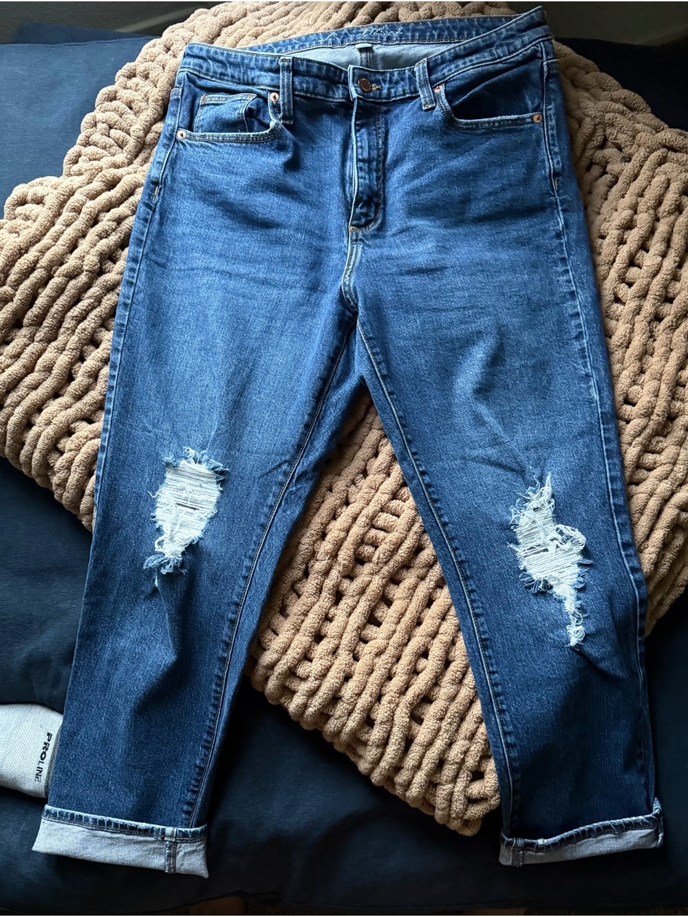 Universal Thread Distressed Mid-Wash Blue Boyfriend Jeans